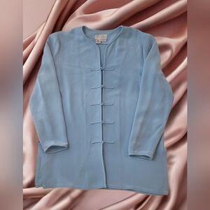 Adriana Papell 100% Silk Airflow Woven Top w / side slits size 12P Pre Owned